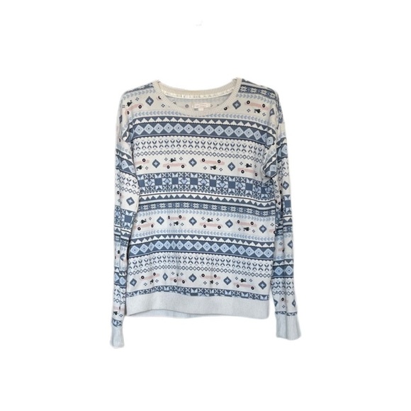 Lauren Conrad Intimates Long Sleeve Top Blue White Pink Design Women’s XS - Picture 1 of 11